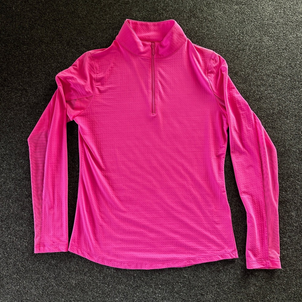 IBKUL Womens Pink Long Sleeve Quarter Zip Sun Shirt Mesh Panels XS